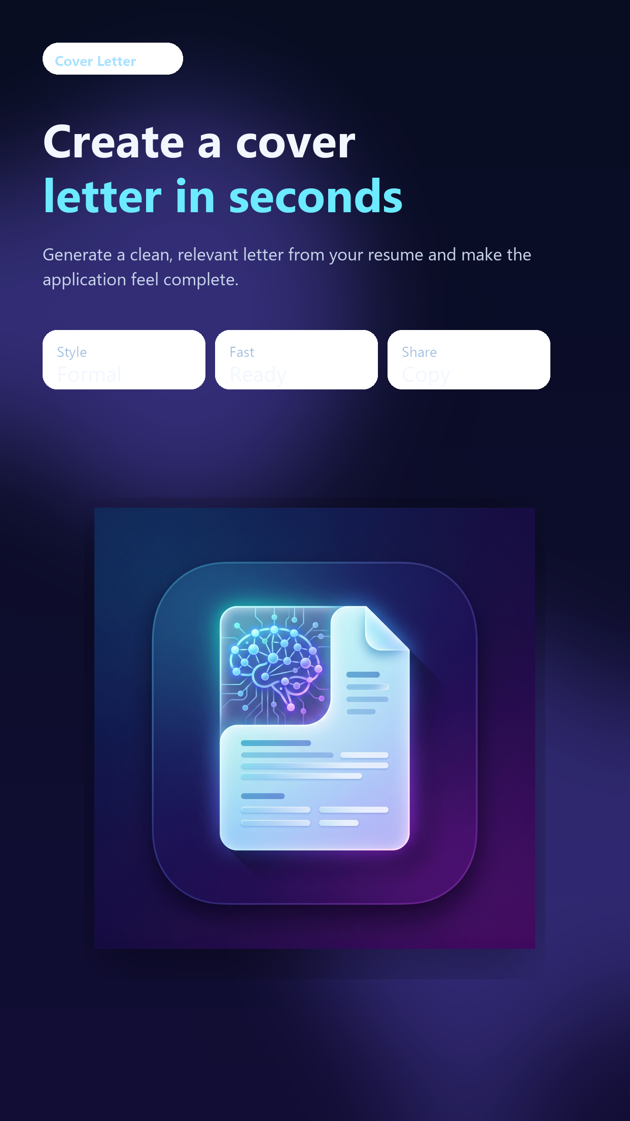Cover letter screen